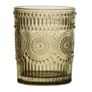 brown embossed drinking glass