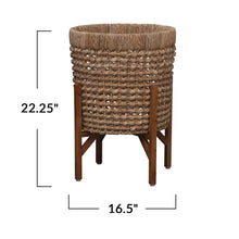 Load image into Gallery viewer, 16.5&quot; rattan planter w/stand
