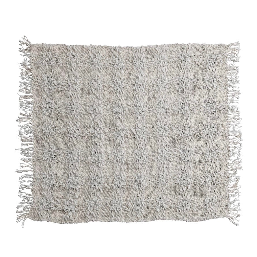 cable knit throw w/fringe