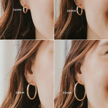 Load image into Gallery viewer, 14mm gold bold hoops
