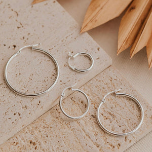 14mm silver bold hoops