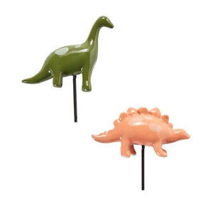 orange stegosaurus dinosaur friends plant stick