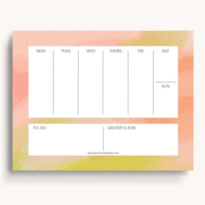 watercolor limelight weekly planner notepad
